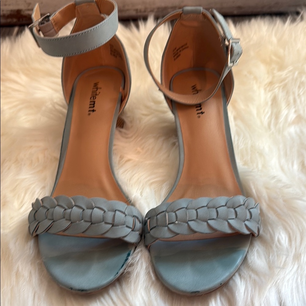 WHITEMT Blue Heels with Braided Detail